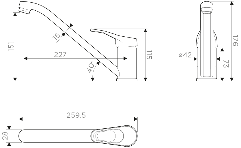 Смеситель Kado-BN, латунь, нержавеющая сталь