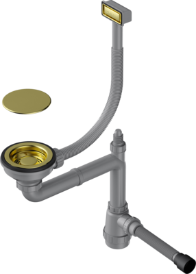 Арматура для одночашевых моек WK-1C-LG, прямоуг. перелив, светлое золото