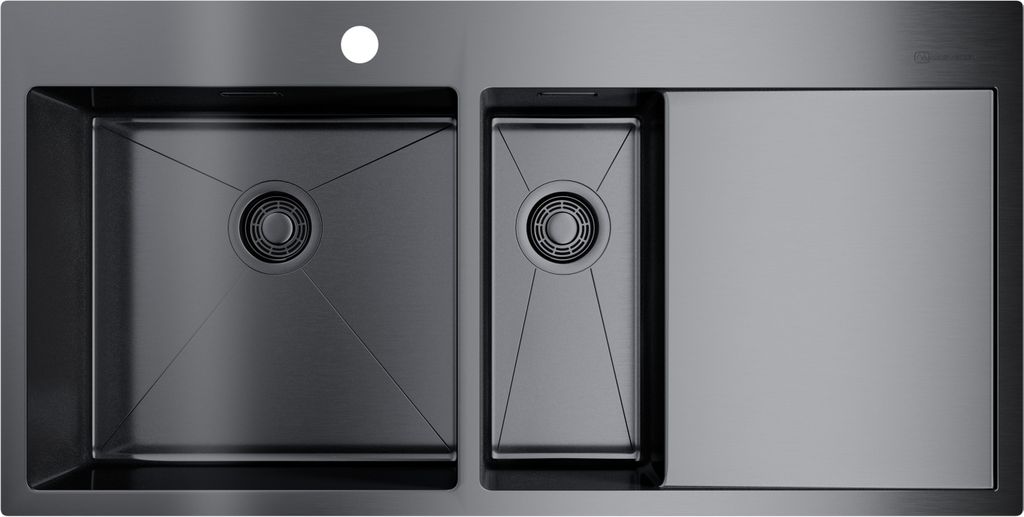 Мойка Akisame 100-2-GM-L, нержавеющая сталь, вороненая сталь  