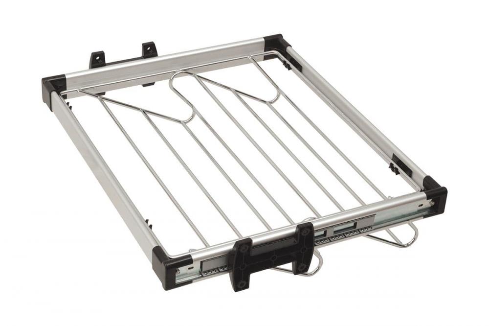 Обувница в шкаф на 600мм, 564х462х155мм, полное выдвижение, алюминий/черный