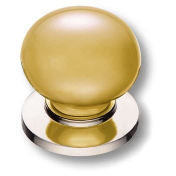 Ручка-кнопка, 3005-51-YELLOW PEARL, d=32мм, керамика/металл, желтый/глянцевый никель