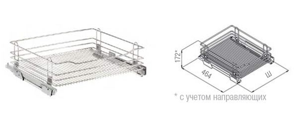 CCT Корзина выкатная 900мм, 568х464х170мм, с доводчиком, без крепежа, Grass Nova Pro, Vibo