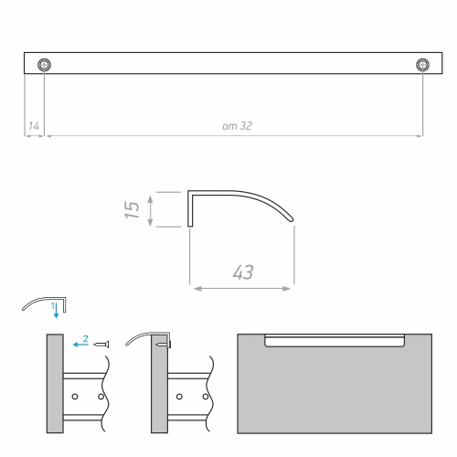 Ручка-профиль, CA4, 256/284мм, металл, черный