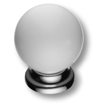 Ручка-кнопка, 5102-402, d=28мм, металл/пластик, глянцевый хром/белый