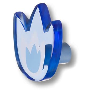 Ручка-кнопка, 665AZX, 29х49х57мм, пластик, голубой, "Тюльпан"