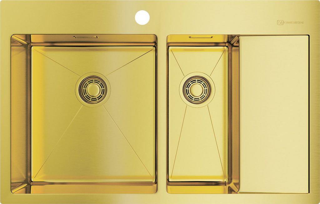 Мойка Akisame 78-2-LG-L, нержавеющая сталь, светлое золото  