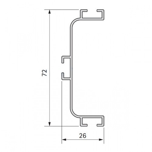 Ручка-профиль для среднего ящика, 80/G1.3AL.04, h=72мм L=4,2м, полированный никель