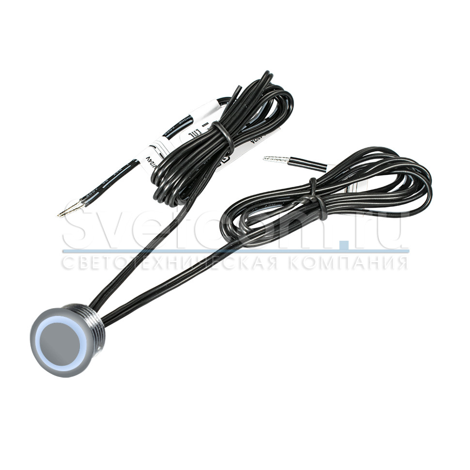 Выключатель врезной на касание с диммером, Ø20мм, 12-24В/60-100Вт, шнур 1м, хром, DKs-3