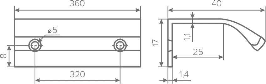 Ручка торцевая, CORO, 320/360мм, металл, золото, AQ