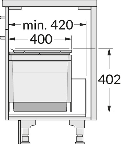Система сортировки "Triple XL 45", 2х18л, 400х402мм, в шкаф 450мм, в готовый ящик, графит
