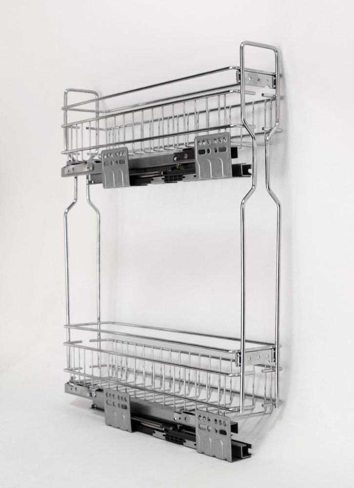 Корзина 150мм, 2 яруса, 100х450х520мм, боковое левое, c доводчиком, HISSEN