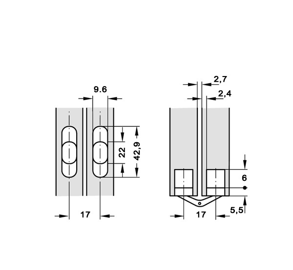 Петля скрытая 180*, для плиты 13-16мм, никелированная, Hafele