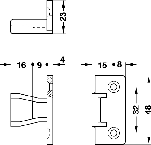 Стяжка Keku, ответная часть, черный, Hafele