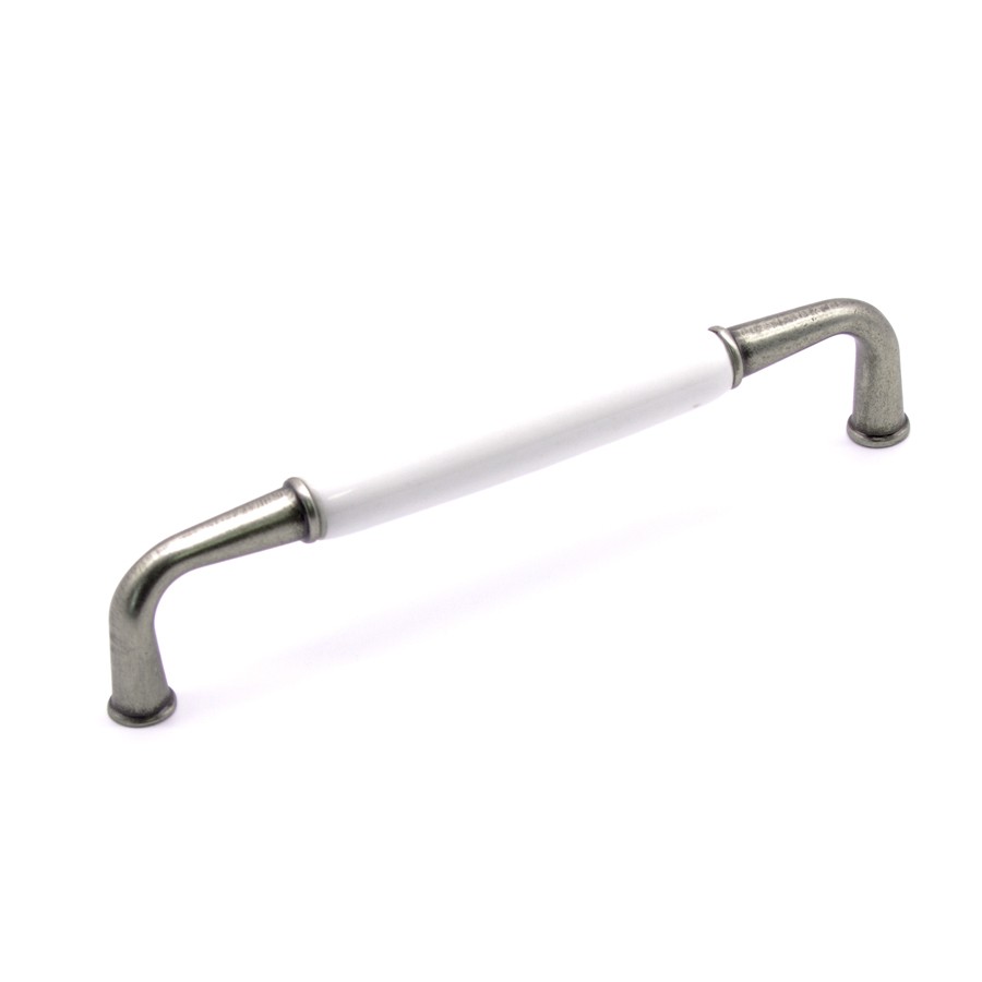 Ручка-скоба, UP16-0128-GA011-WHT-0, 128мм, металл/керамика, никель/белый, Gamet