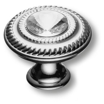 Ручка-кнопка, 15.346.30.SWA.07, d=32мм, металл/кристалл Swarovski, глянцевый хром