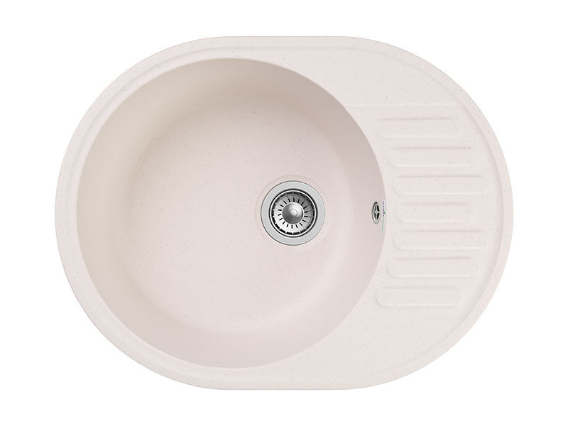 Мойка GranFest QUARZ 58, 617х480 мм, белый (овальная, без сифона)
