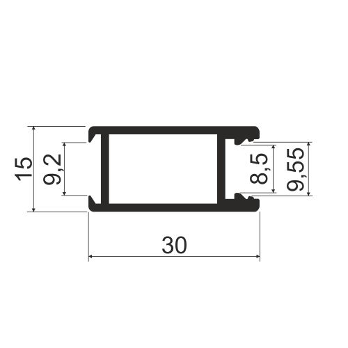 Штанга прямоугольная под уплотнитель, с пазом под подсветку, L=5800мм, латунь