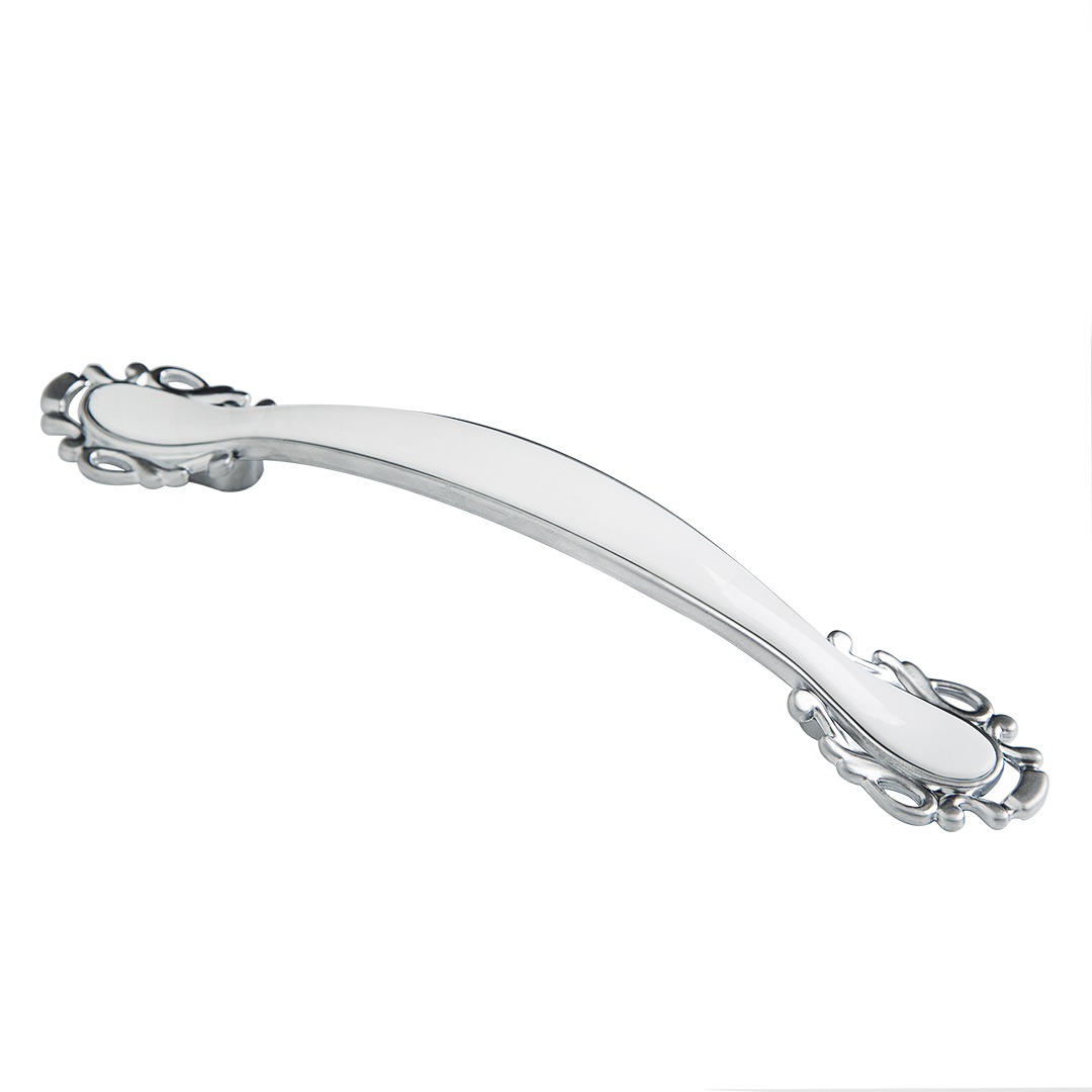 Ручка-скоба, 107, 96мм, металл, матовый хром/белый