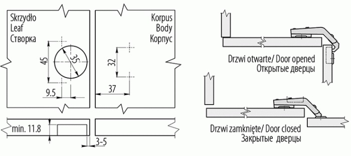 GTV Петля карусельная, с планкой 2мм, БЕЗ доводчика, БЕЗ еврошурупа, 45мм