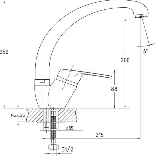 Смеситель GranFest Quarz Z3323, нерж. сталь