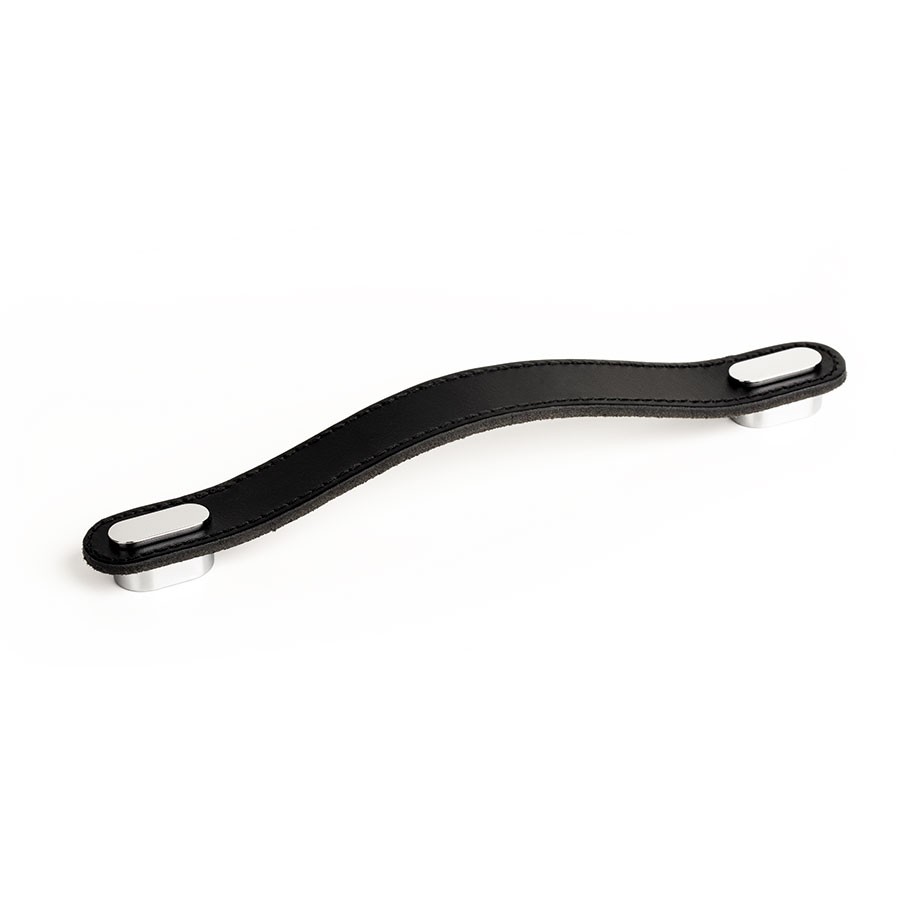 Ручка-скоба, OBLONG, 0507160P9901, 160мм, металл/кожа, хром/черный, Viefe