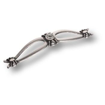 Ручка-скоба, 274-160-Silver, 160мм, металл/кристаллы, серебро 