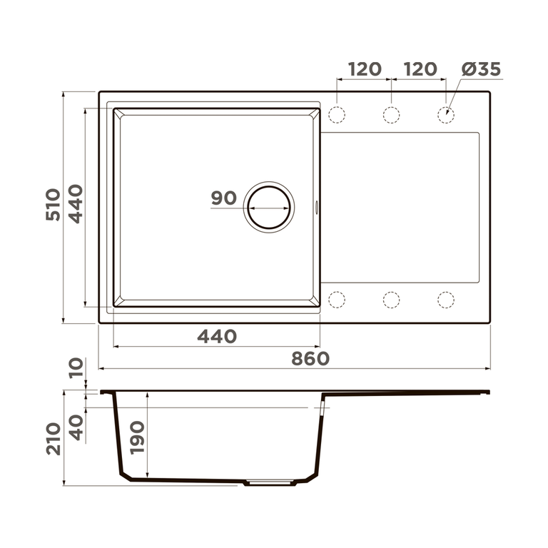 Мойка Daisen 86-BE, Artgranit/ваниль