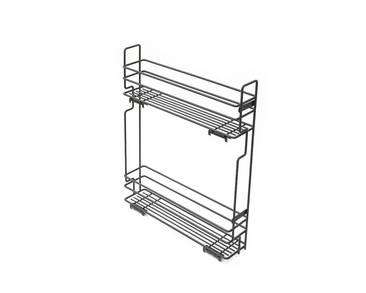 Корзина 150мм, 2 яруса, 100х450х530мм, боковое левое, направл.Hettich с доводчиком, графит, Россия