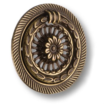 Ручка-кольцо, 15.250.52.04, d=52мм, металл, старая бронза, на подложке