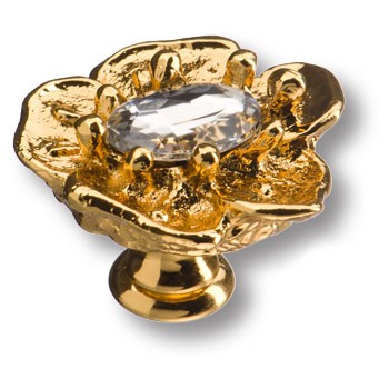 Ручка-кнопка, 03.35.MO19, d=35мм, металл/кристаллы, глянцевое золото, "Monfleur"