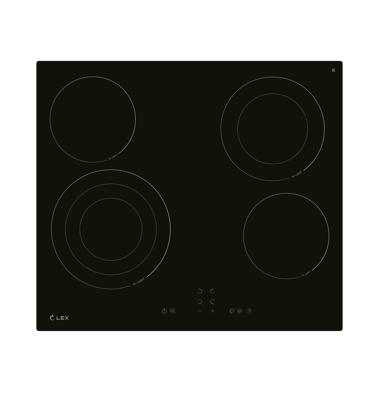 Варочная панель EVH 642B BL, 60см, стеклокерамика, черный, Lex