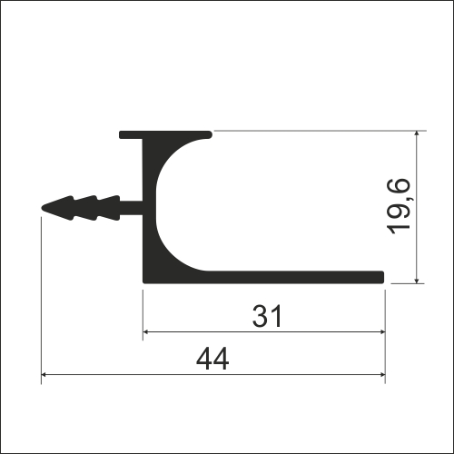 Ручка-профиль TW5 для ДСП 18мм, h=19,6мм, L=5000мм, латунь
