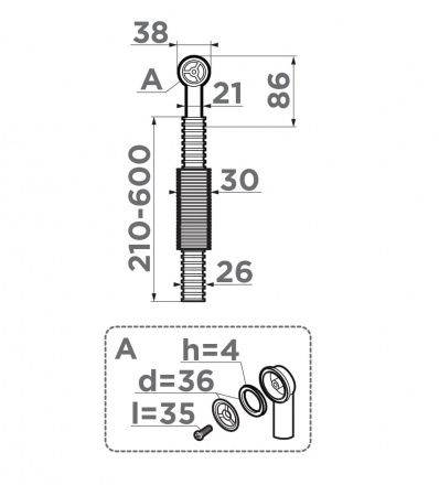 Сменный круглый перелив OV-1-R LG, для арматуры серии WK, светлое золото