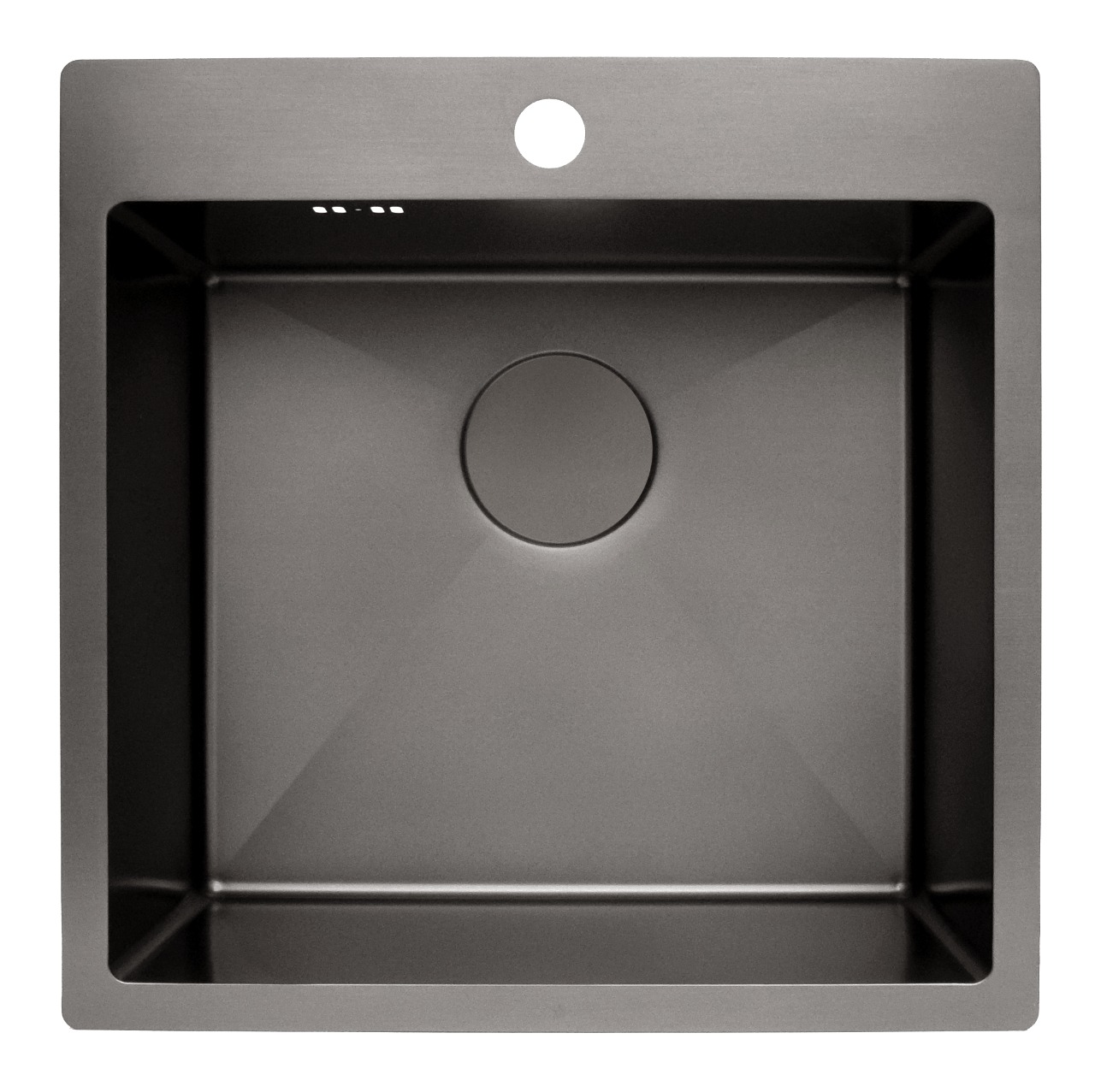 Мойка Онега 50, 500х500х220мм, нержавеющая сталь SUS 304, 1 отверстие, брашированный черный, HISSEN