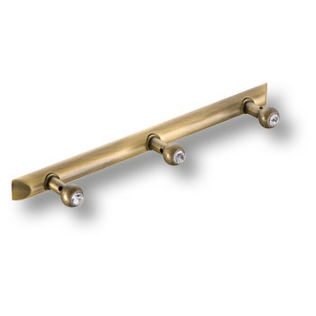 Крючок, 0493-013-3, трехрожковый, металл, старая бронза, с кристалами Swarovski