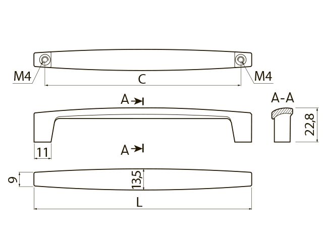 Ручка-скоба, TIVOLI, 192мм, металл, хром
