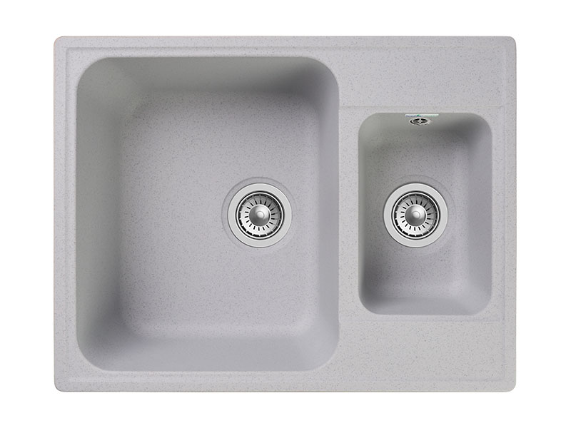 Мойка GranFest QUARZ 09, 617х480 мм, серый (прямоугольная, 1,5 чаши, без сифона)