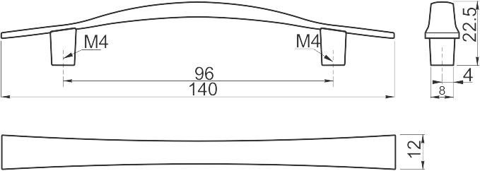 Ручка-скоба, UZ-13, 96мм, металл, матовый хром