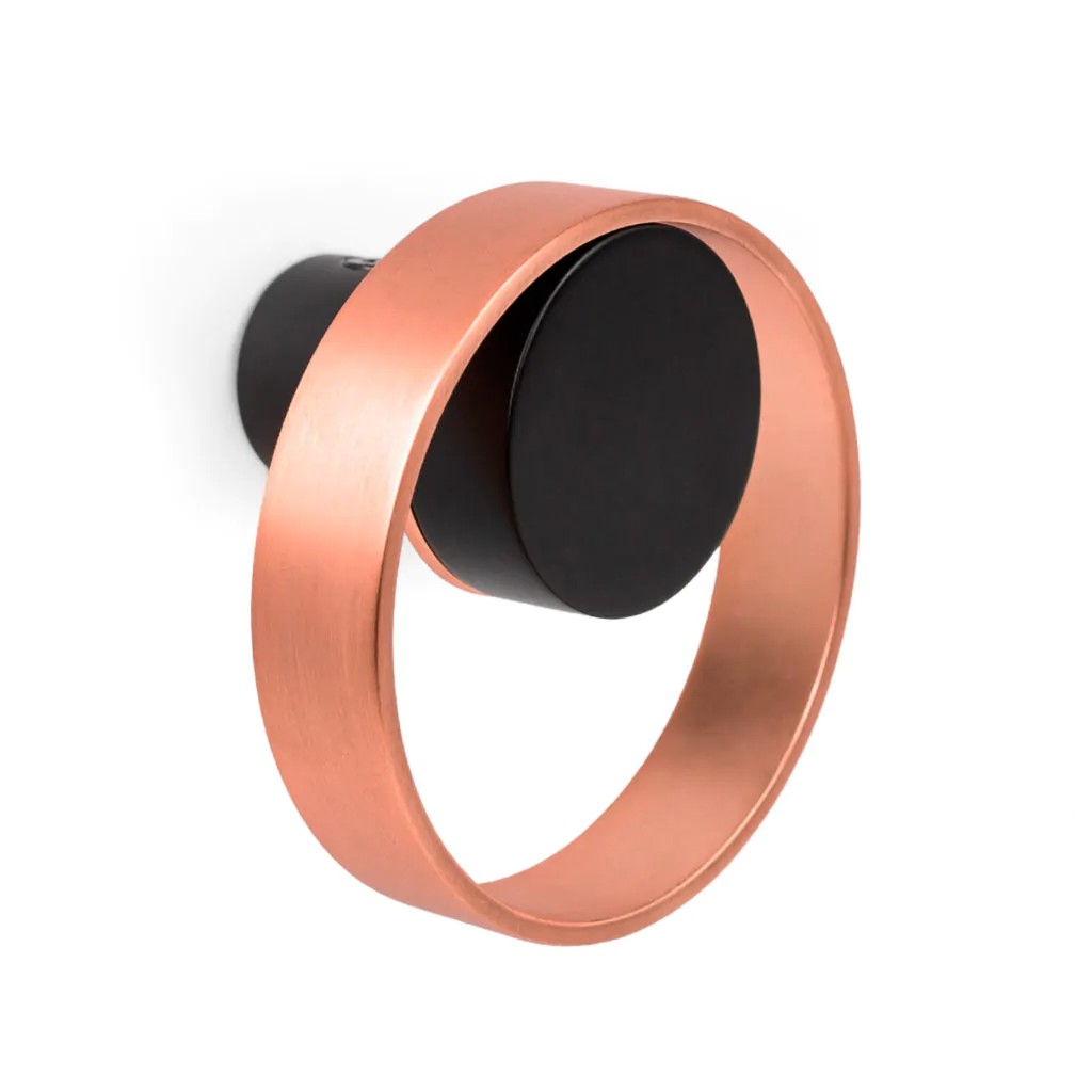 Крючок ORBIT, P7007075ZM226, 75х75х45мм, однорожковый, металл, черный матовый/медь, Viefe