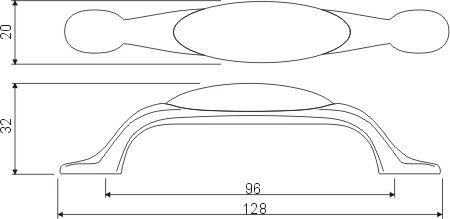 Ручка-скоба, UP-WP0728-PR, 96мм, металл/керамика, старое золото/белый с орнаментом (розовый)
