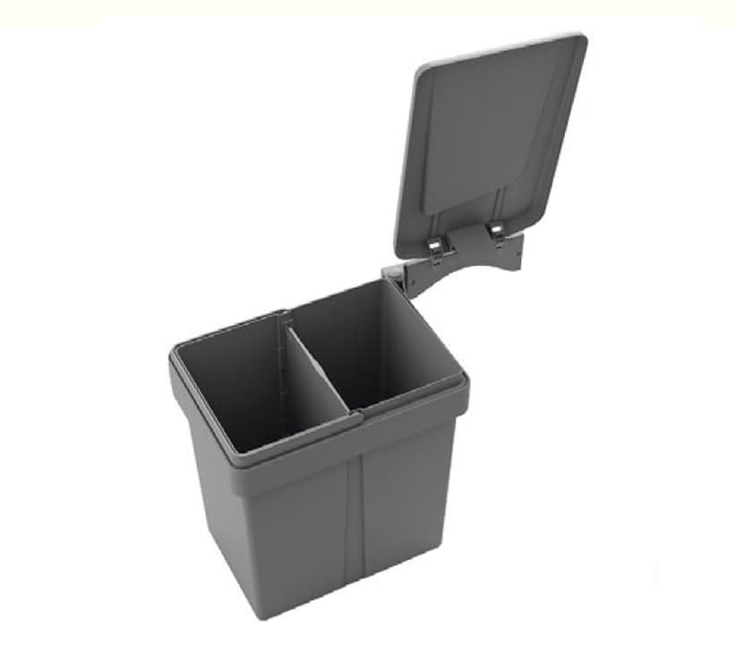 Контейнер для мусора комбинированный, 2х10л, 240х350x345мм, в шкаф на 450мм, пластик, антрацит, AFF