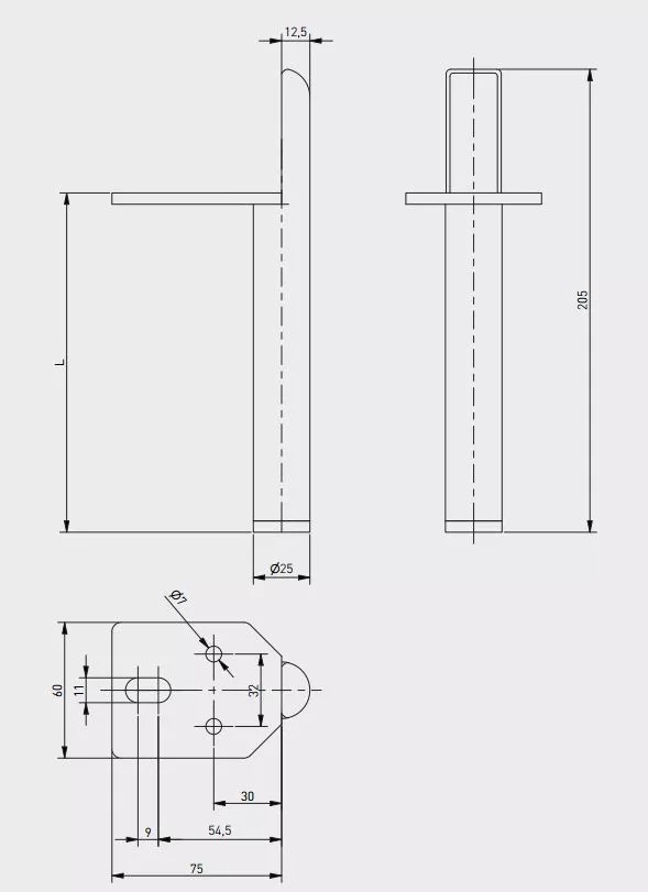 Опора нерегулируемая, d=50мм, h=150мм, сталь/пластик, черный матовый, GTV
