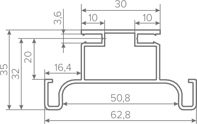 Вертикальная ручка-профиль C-образная, h=62,8мм, L=2,5м, ДСП 16мм, золото матовое, AQ