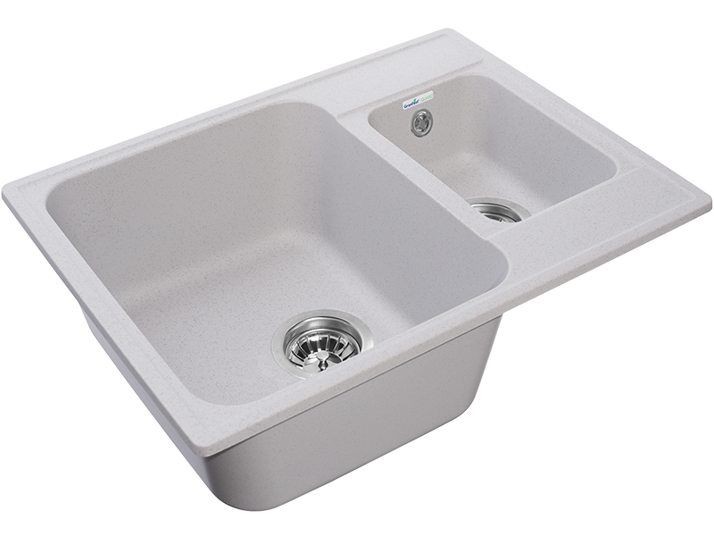 Мойка GranFest QUARZ 09, 617х480 мм, серый (прямоугольная, 1,5 чаши, без сифона)