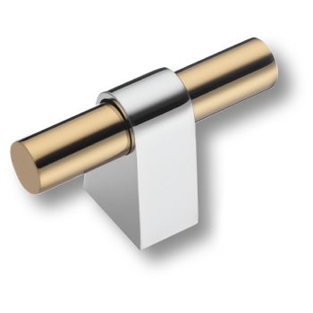 Ручка-кнопка, 8966 0008 CR-GL, 35х23х60мм, металл, глянцевый хром/глянцевое золото