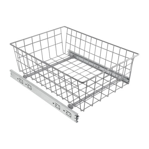 Решетчатая выдвижная емкость, 335х475х150мм, шариковые направляющие, серебро