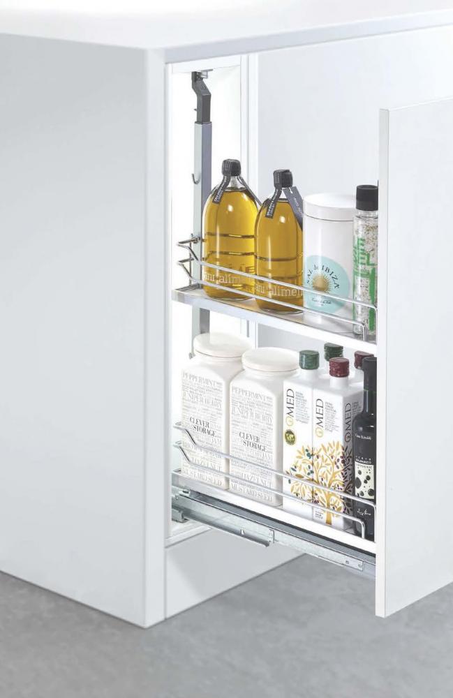 Выдвижная система Диспенса Джуниор Слим в базу 200мм, h=640-728 мм, хром, Kessebohmer