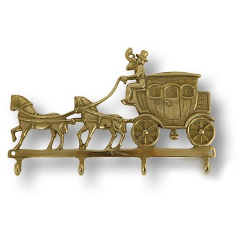 Держатель для ключей "Повозка с лошадьми", 00090, латунь, глянцевая латунь