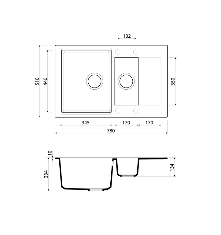 Мойка Daisen 78-2-BE, Artgranit/ваниль