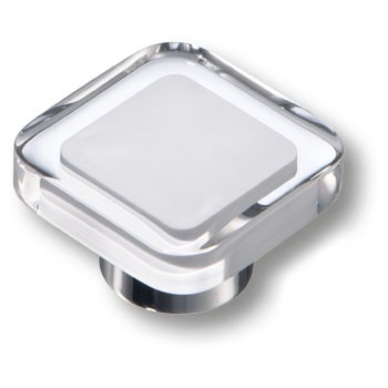 Ручка-кнопка, 697BL, 38х38х22мм, пластик/металл, белый